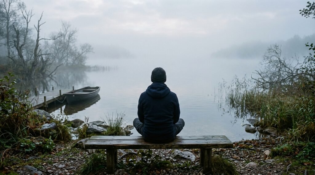 깊이 생각하는 사람 특징을 보여주는 고요한 호수에서의 사색 장면